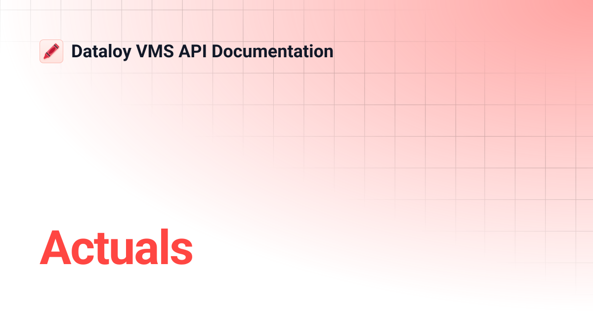 Actuals | Dataloy VMS API Documentation